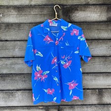 Vtg 70s Malihini Hawaiian Shirt Mens M Cloth Floral Pineapple Aloha