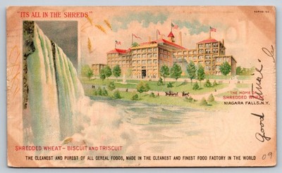 Shredded Wheat Biscuit And Triscuit Advertising Postcard 1909 Niagara Falls NY