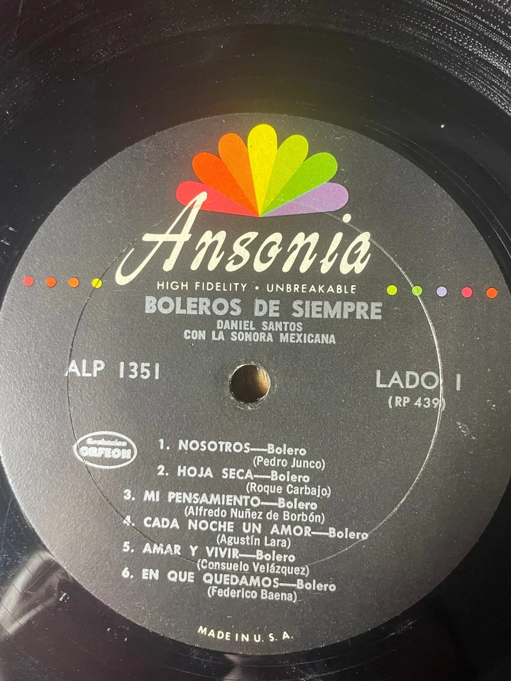 Daniel Santos Con La Sonora Mexicana – Boleros de Siempre LP Vinyl  1963 Ansonia - Image 3 of 4