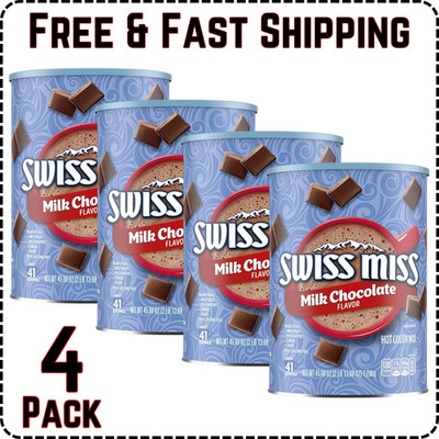 (4  pack) Swiss Miss Milk Chocolate Flavored Hot Cocoa Mix, 45.68 oz. Canister