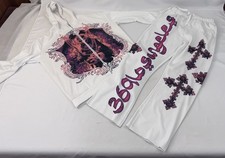 Pure Saint 39 Los Angeles Tracksuit Hoodie Pants Set Cross Gothic White L