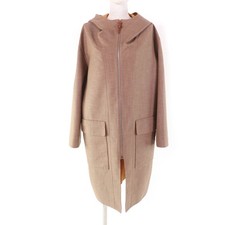 Excellent HERMES coat Double Face Zip Up Hooded Coat Brown cashmere Women 38...