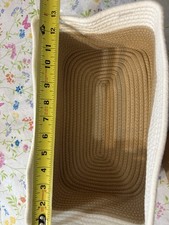 Rectangular Woven Rope Freestanding Storage Basket Beige/White 3 pack