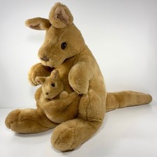 1987 Whatchamacallits Large Kangaroo Plush with Joey Brown Stuffed Animal VTG