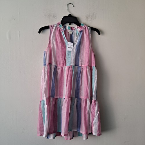 NWT Crewcuts J. Crew Beach Dress Striped Metallic Regal Rose Gold Girls Size L - Picture 3 of 8