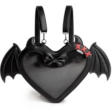 Gothic Ita Bag Backpack with Bat Wings Kawaii Heart Shaped Pin Display Bag Ad...