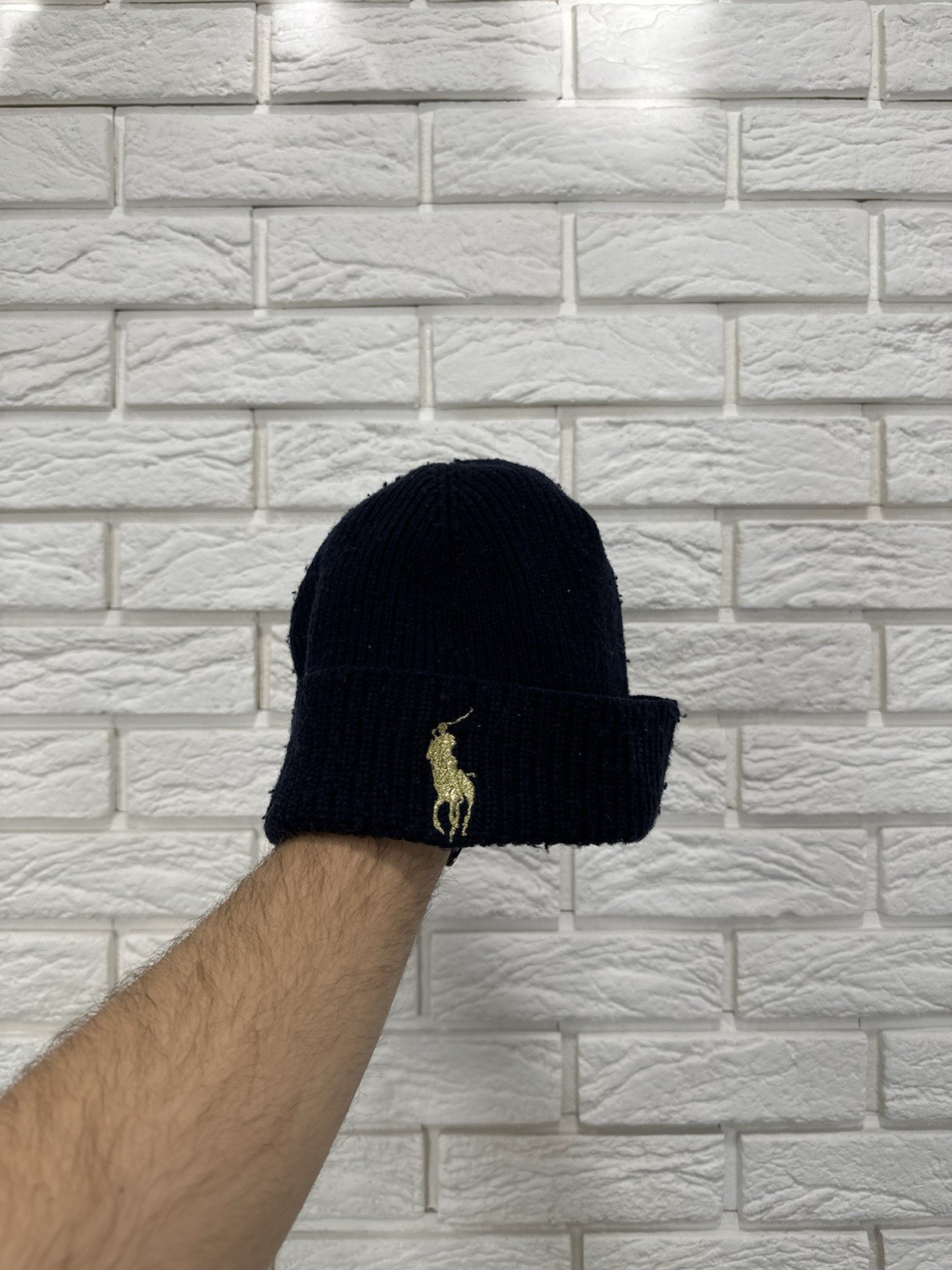 Cappello berretto Polo Ralph Lauren uomo grande pony maglia a costine con polsini