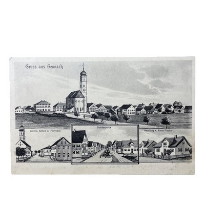 Postkarte Gennach Langerringen Stadtansicht Handlung Marie Fischer Ansichtskarte