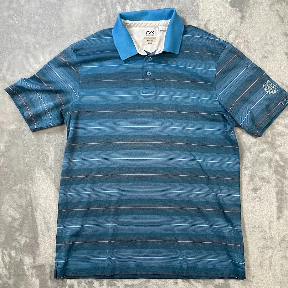 Camisa Polo Cutter Buck Para Hombre Talla L Azul CB DryTec Summit Chase Coutry Club Foto 4 de 4