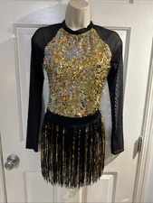 WEISSMAN Dance Costume  SET IT ALL FREE13688 fringe flapper gold- MA
