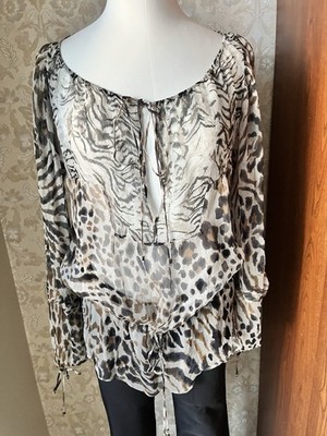 Vintage 2000ss Blumarine blouse silk leopard