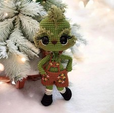 Villian Grinch Crochet Doll, Handmade Christmas Amigurumi Plush, Grinch Decor