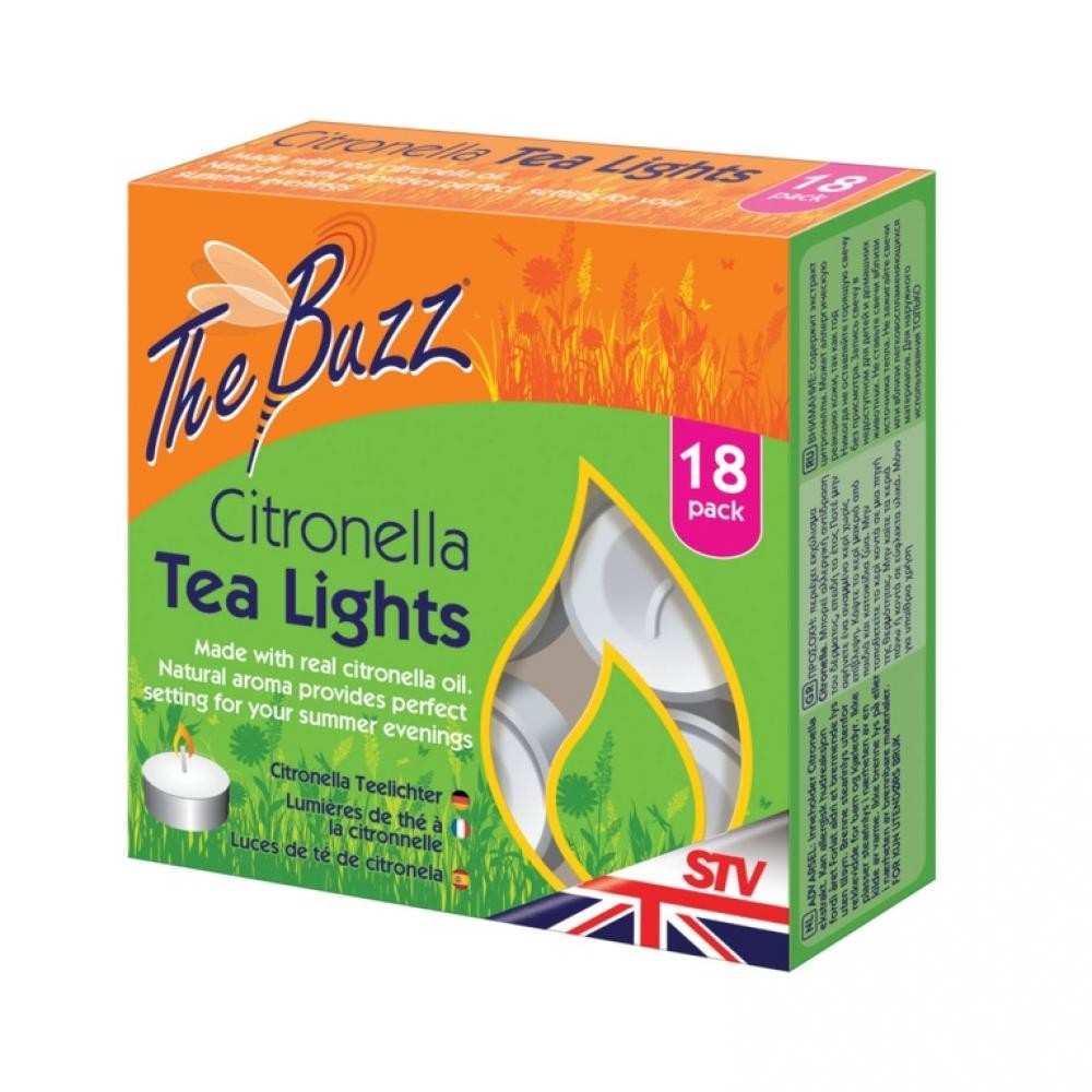 The Buzz Citronella Tea Lights18 Pack White ST176
