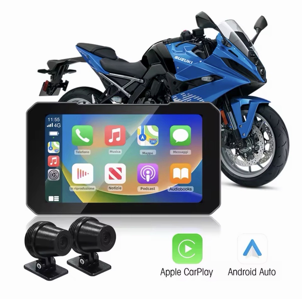 Navigazione per Moto Portatile Da 5 "GPS Wireless Carplay E Android Auto Moto Mo