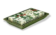 October Hill Guest Towel, Green Ceramic Caddy/Tray