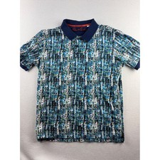 Robert Graham Mens Classic Fit Skull Abstract Print Polo Shirt Blue Multi Size M