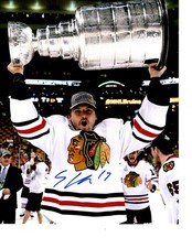 CHICAGO BLACKHAWKS SHELDON BROOKBANK SIGNED STANLEY CUP WHITE JERSEY 8X10