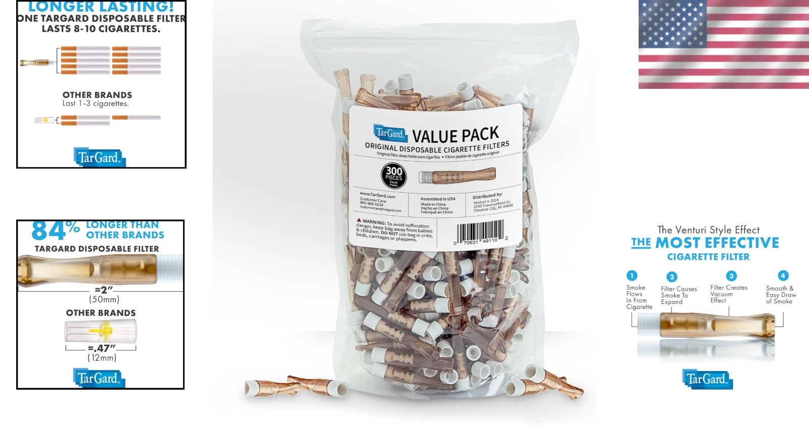 Economical Amber Cigarette Filters - 300 Pack for Smooth Smoking Experience