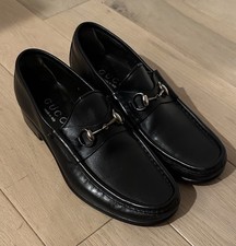 Gucci Men's Horsebit Leather Loafers Black Size 9E