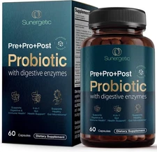 Premium 4-in-1 Probiotic Prebiotic, Postbiotic & Digestive Enzymes for Men &... 