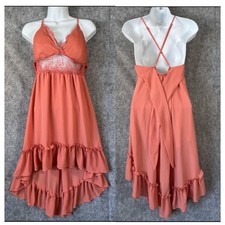 Y2K Babydoll Sundress Size Small Lace Mesh Fairy Ruffle Hi Low Boho Coquette