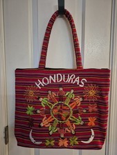 Honduras Embroidered Striped Tote Bag Multi-Color Cotton Blend