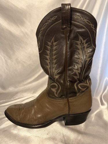 TONY LAMA Vintage Brown Western Cowboy Leather Rockabilly boots mens 10.5 EE - Image 1