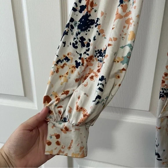 SHEIN Abstract Multicolor Paint Splatter Puff Sle… - image 4