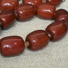 VTG LARGE HEAVY Cherry Amber Bakelite Faturan Barrel Beaded Necklace 34” 162g — photo 8
