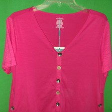 Haut Femme Neon Buddha - Col Vaste En Vachette, Manches 3/4, Rouge - Taille L - Occasion Très Bon état