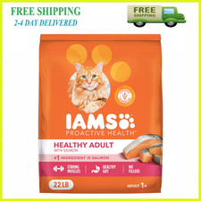 IAMS Proactive Health Healthy Adult Dry Cat Food Real Salmon 22 lb Bag New