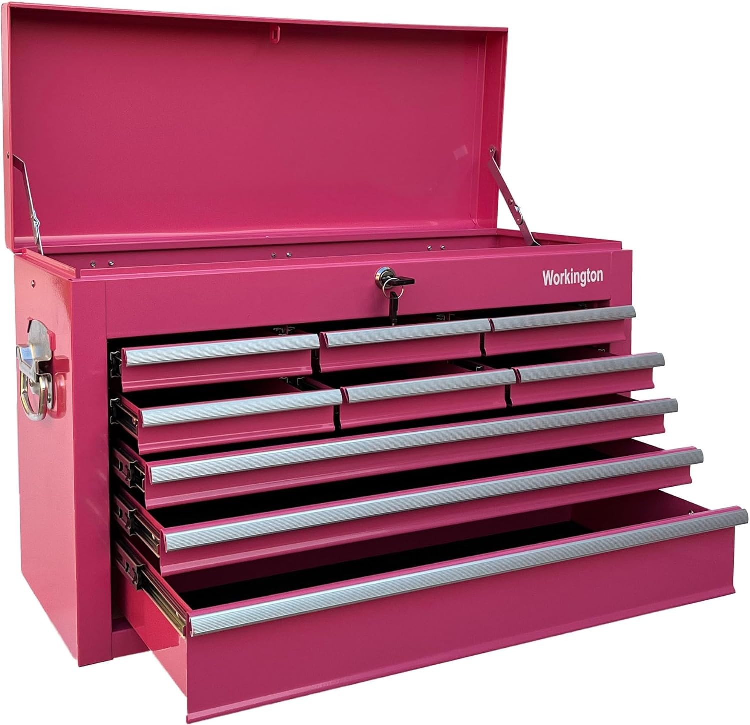 Portable Metal Tool Chest with 9 Drawers 24" 9-Drawer Tool Chest Cabinet with Ba