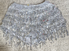 Yollmart Women s Silver Sequin Fringe Belly Dance Hip Scarf, XL