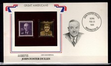 Timbre / STAMP Enveloppe 1er jour  J FOSTER DULLES Timbre N° 696 en or 22 carats