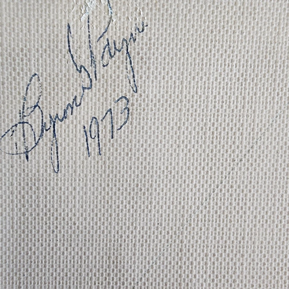 Pintura original de mediados de siglo escena de puerto veleros y muelles arte costero enmarcado Foto 3 de 4