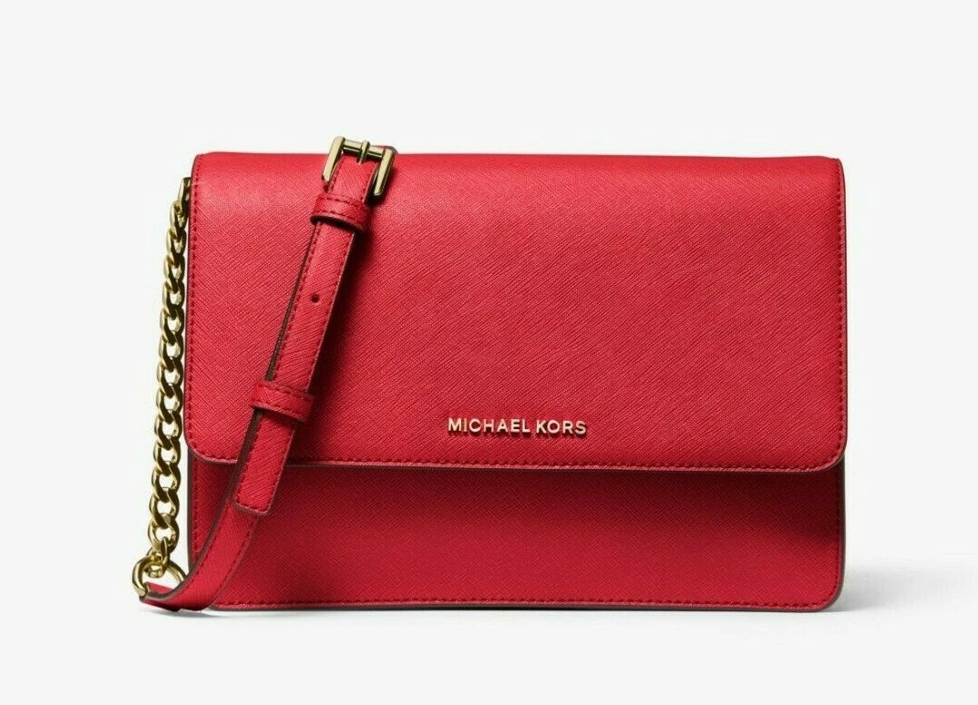 Michael Kors Daniela Large Saffiano Leather Crossbody bag. Red