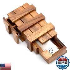 BSIRI Secret Puzzle Box- Brain Teaser Wooden Box with Hidden Compartments - I