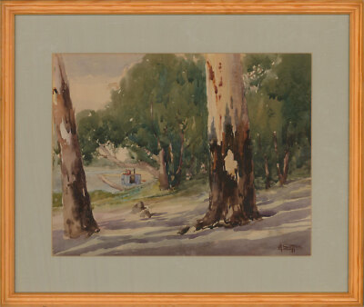 A. Leslie Sutton - 1924 Aquarell, Gummibäume In Der Nähe Des Murray-Flusses