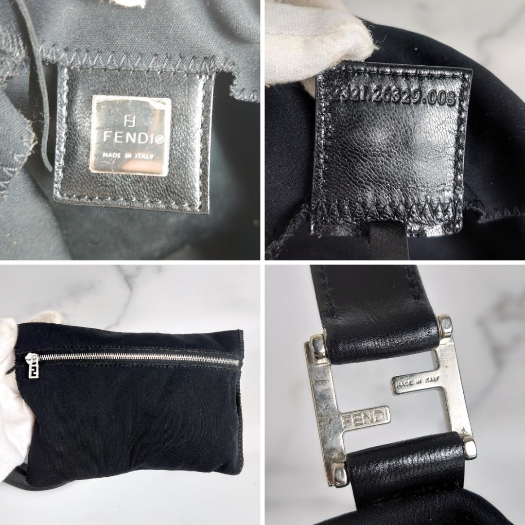 Fendi Jersey FF Hardware Black Handbag Pouch Nylon 250106H Fendi Jersey FF Hardware Black Handbag Pouch Nylon 250106H