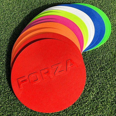FORZA Flat PVC Disc Markers [10qty] - 7'' FLAT FIELD CONES - Carry Bag Included