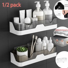 2x Plastic Shower Shelf Bathroom Shower Caddy Rack Storage Organiser No Drilling