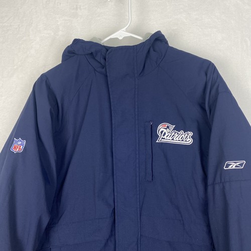 New England Patriots Winter Jacket Jacket Youth Large 14-16 Blue Hooded Logo - Picture 5 of 12