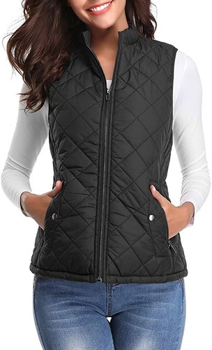 Fuinloth Women's Quilted Vest, Stand 