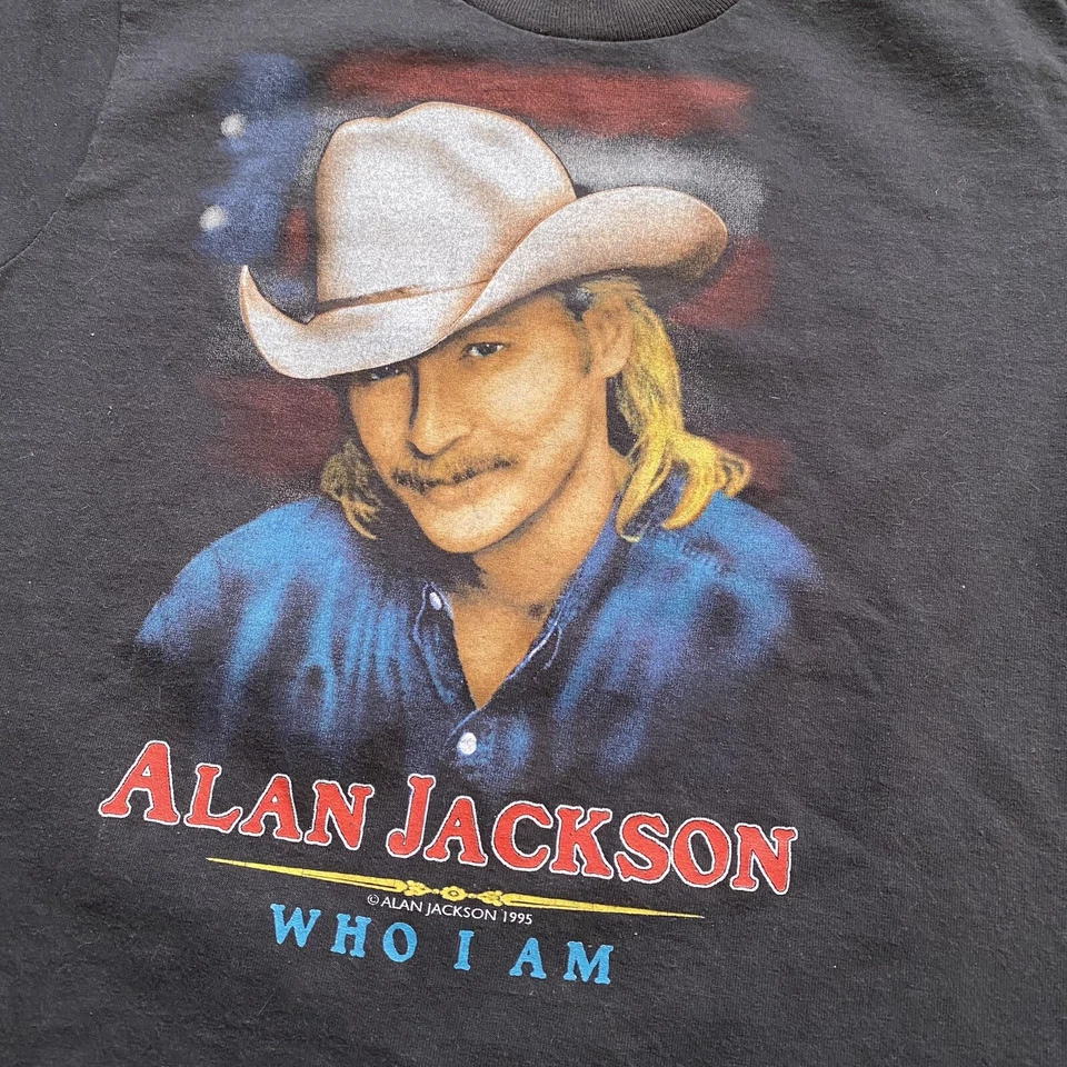 Винтажная футболка ALAN JACKSON МОЛОДЕЖЬ Who I Am 1994 Fruit Of The Loom сделано в США - Изображение 4 из 4