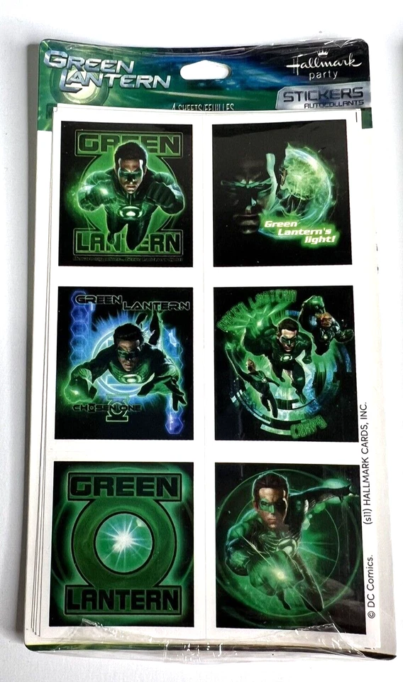 Lanterna Verde Adesivos Difíceis de Encontrar Hallmark Favoritos de Festa 2 Pacotes 4 Folhas Cada - Imagem 2 de 4