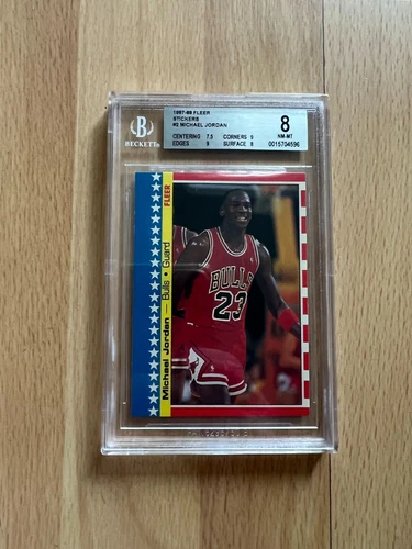 Michael Jordan Card ~ 1987-88 Fleer Stickers #2 ~ BGS 8 ~ CHECK PICTURES