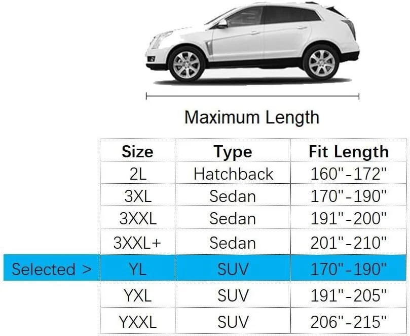 Full SUV Car Cover for 170-190 Inch Vehicles, Waterproof,All-Weather, Anti-UV - Imagem 2 de 4