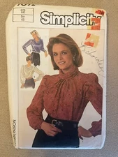 Simplicity 7092 Pattern Shirts Tops Blouses Size 12 Miss Uncut New Vintage 1985