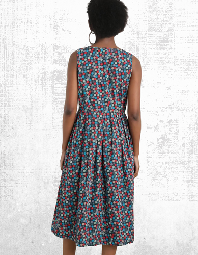 Ex Seasalt Women’s Sleeveless Parasol Spot Maritime Midi Dress in Navy - Picture 5 of 5