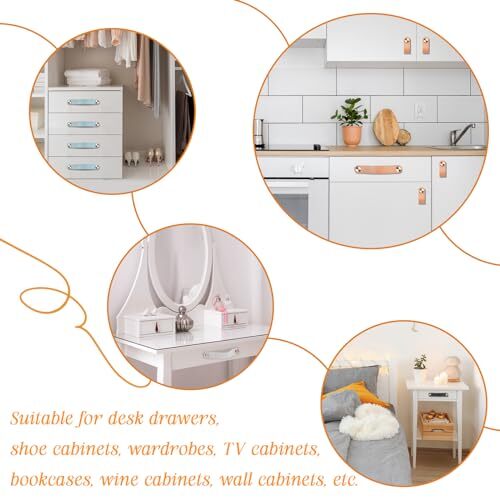 4 Pack Leather Drawer Pulls Black Handles 3.7 inch Dresser